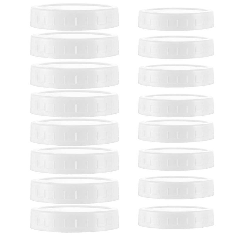 STARUBY 16Pcs Plastic 8 Regular Mouth Lids and 8 Wide Mouth Plastic Storage Caps for Mason Jars, White - Image 1